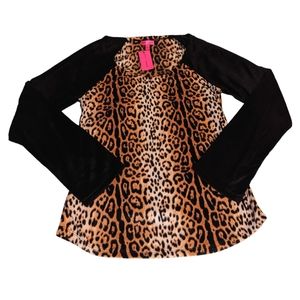 NWT Betsey Johnson Fleece Leopard Print Top Small